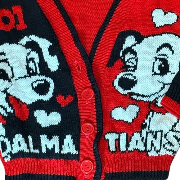 Vintage 90s Disney 101 Dalmatians Jet Set Knit Cardigan Sweater 4T Red Black - Picture 12 of 14